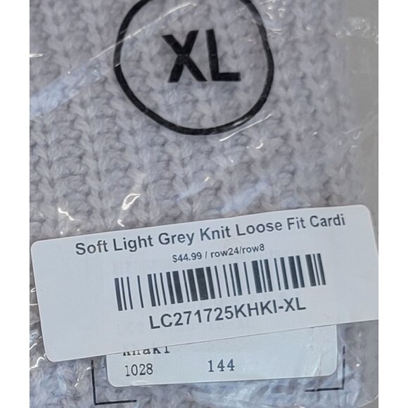 Cardigan Soft Light Gray Knit Loose Fit Pockets Open Front Womens XL NEW - Picture 7 of 8